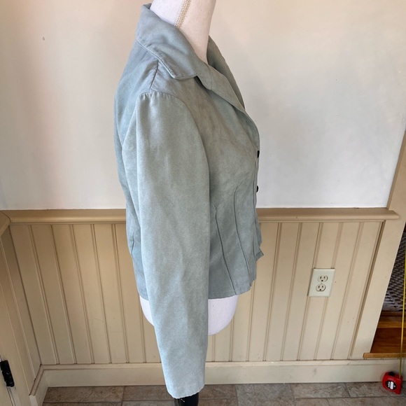 Positive Attitude Vegan Suede Button Blazer Jacket Fitted Vintage Women’s Sz 6 - Picture 2 of 5